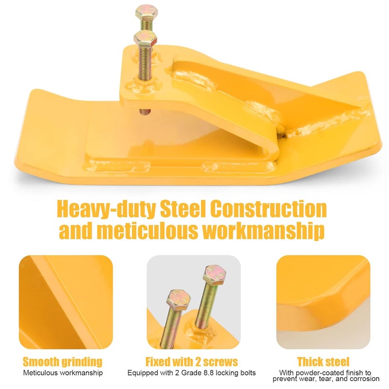 Superunner Tractor Bucket Protector(Upgraded Version), 2 Pcs Ski Edge Protector, Turf Tamer Skid Protector with Grade8.8 Double Lock Nuts and Bolts, Heavy Duty Steel for Snow Removal Spreading Gravel,Yellow - Image 3